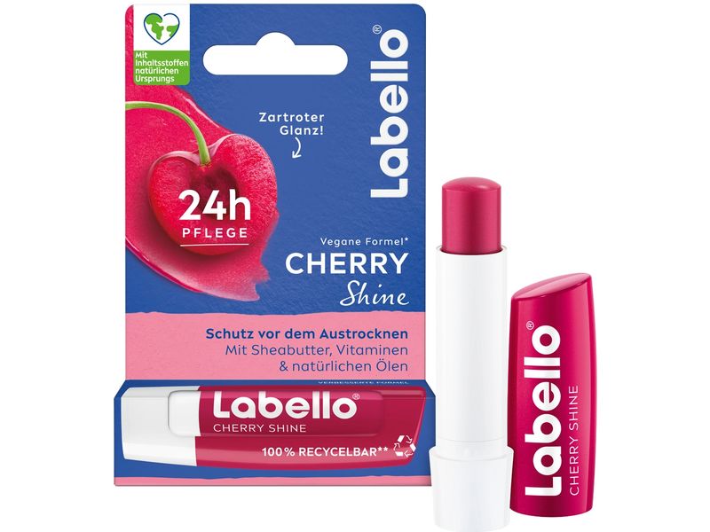 LABELLO Lippenpflege Labello Cherry Shine 4.8 g Lippenpflegestift mit Inhaltsstoffen natürlichen Ursprungs