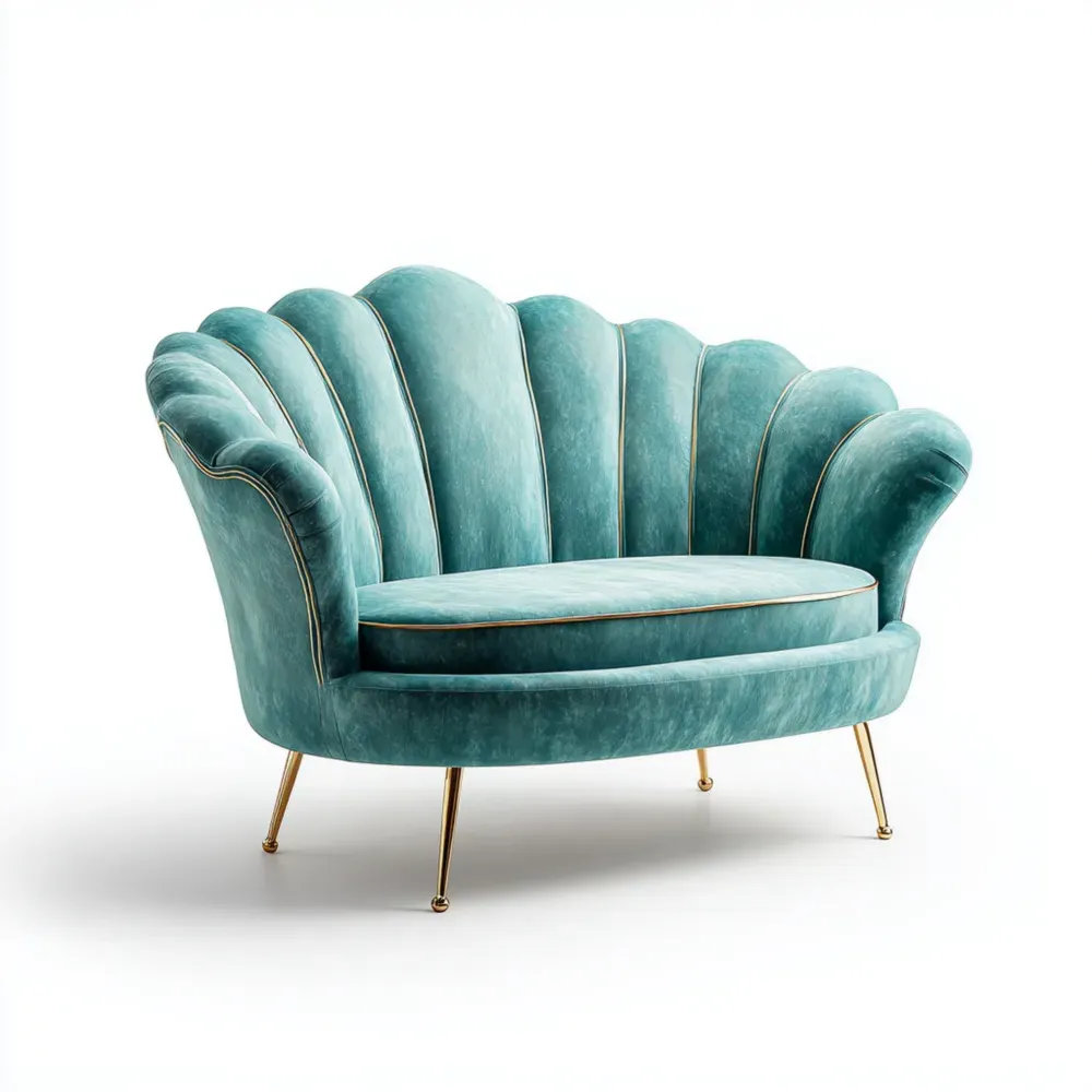 Zweisitzer-Sofa Samt 150x90x100 cm – Türkis – Modernes Design