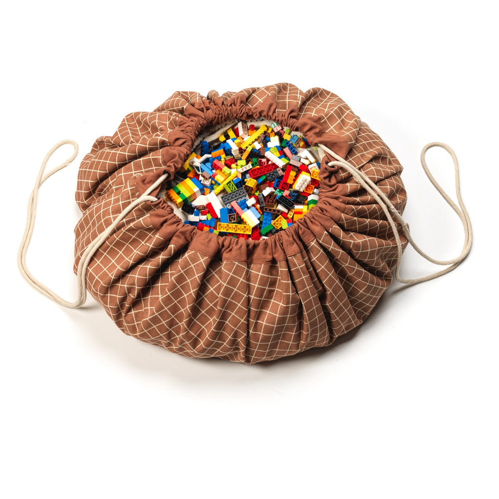 Køb Play&Go Organic Grid Brown 2-in-1 Legetæppe
