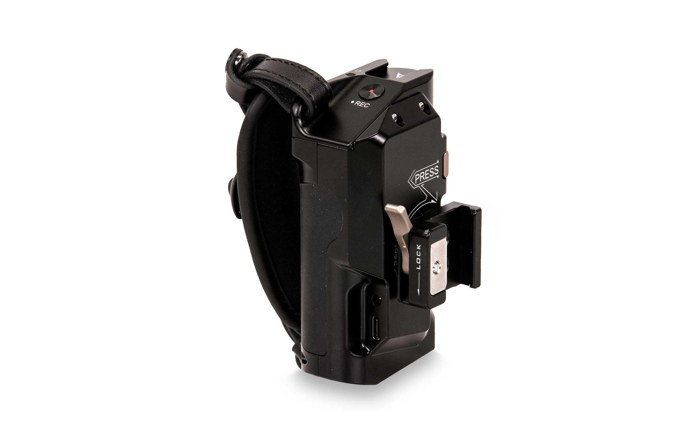 Left Side Advanced Power Handle with R/S Type IV - SchwarzWird an der linken Seite der Tiltaing-Kamerakäfige befestigt