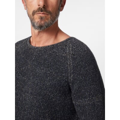 Herren-Strickpullover meliert, Dunkelblau