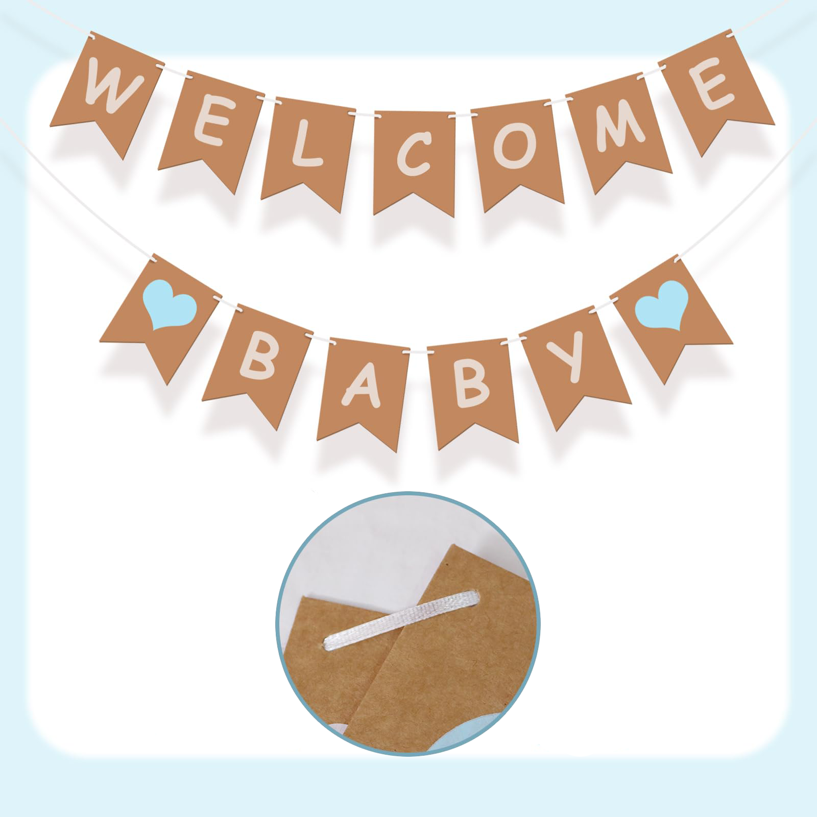 (485cm) Baby Shower Girlande Welcome Baby Gender Reveal Party Dekoration - Blau