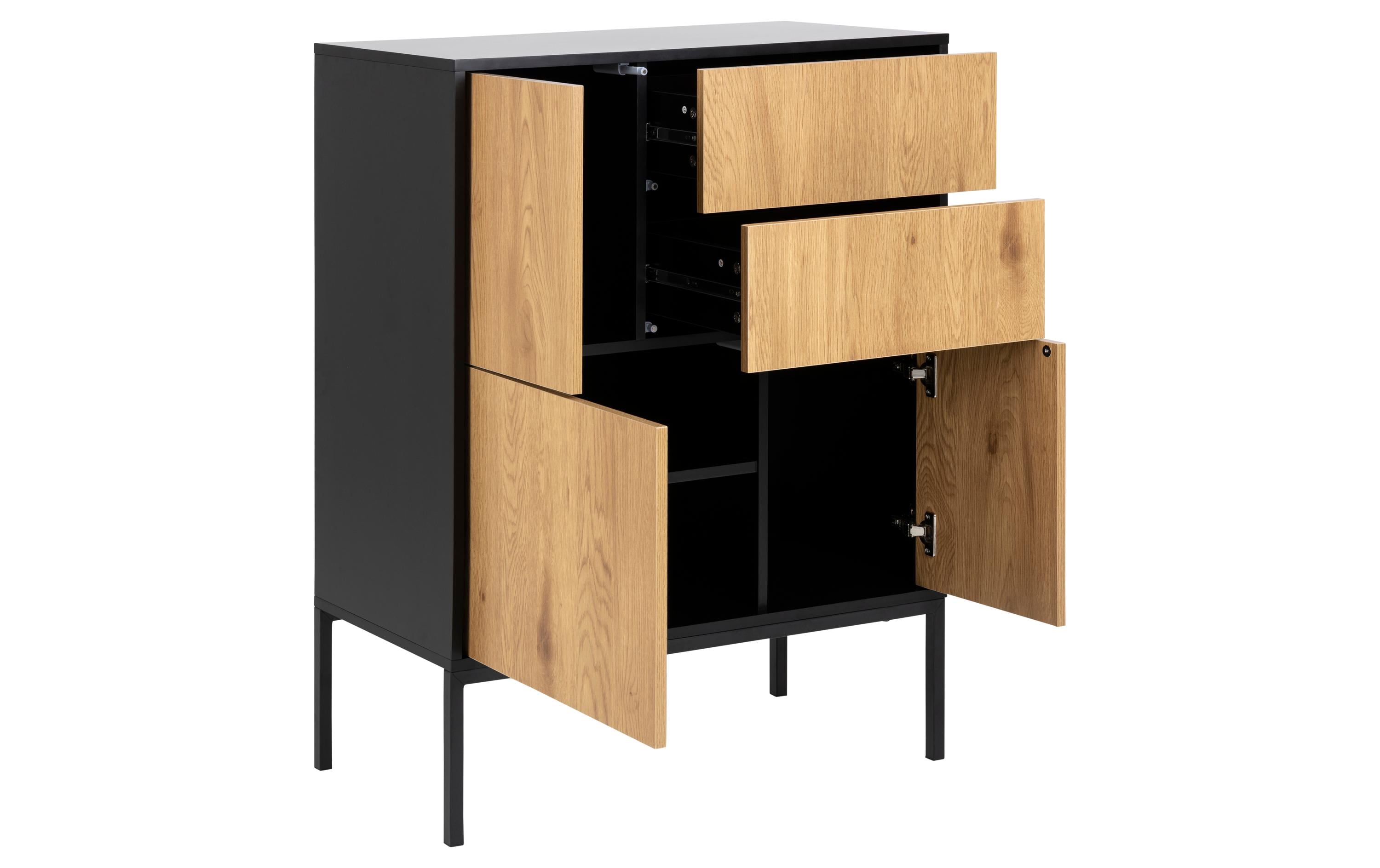 Kommode Seaford 80 x 40 x 103 cm, Nature/Schwarz<br>Sideboard