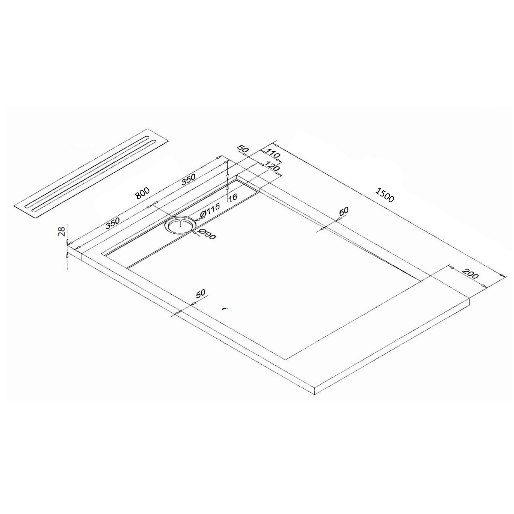 Muebles Pompei douchebak 80x150cm antraciet