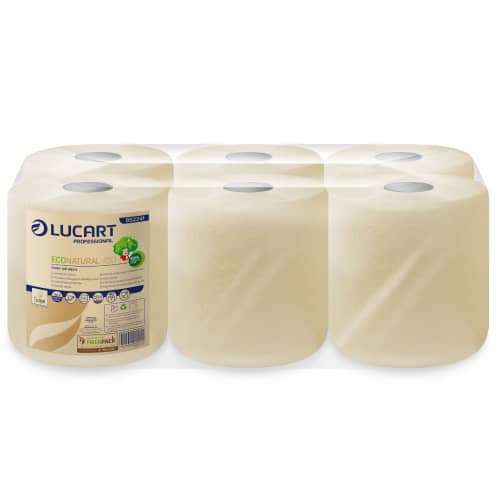 Essuyage havane dévidage central Ecolabel Lucart 450 formats 18,5 x 24 cm