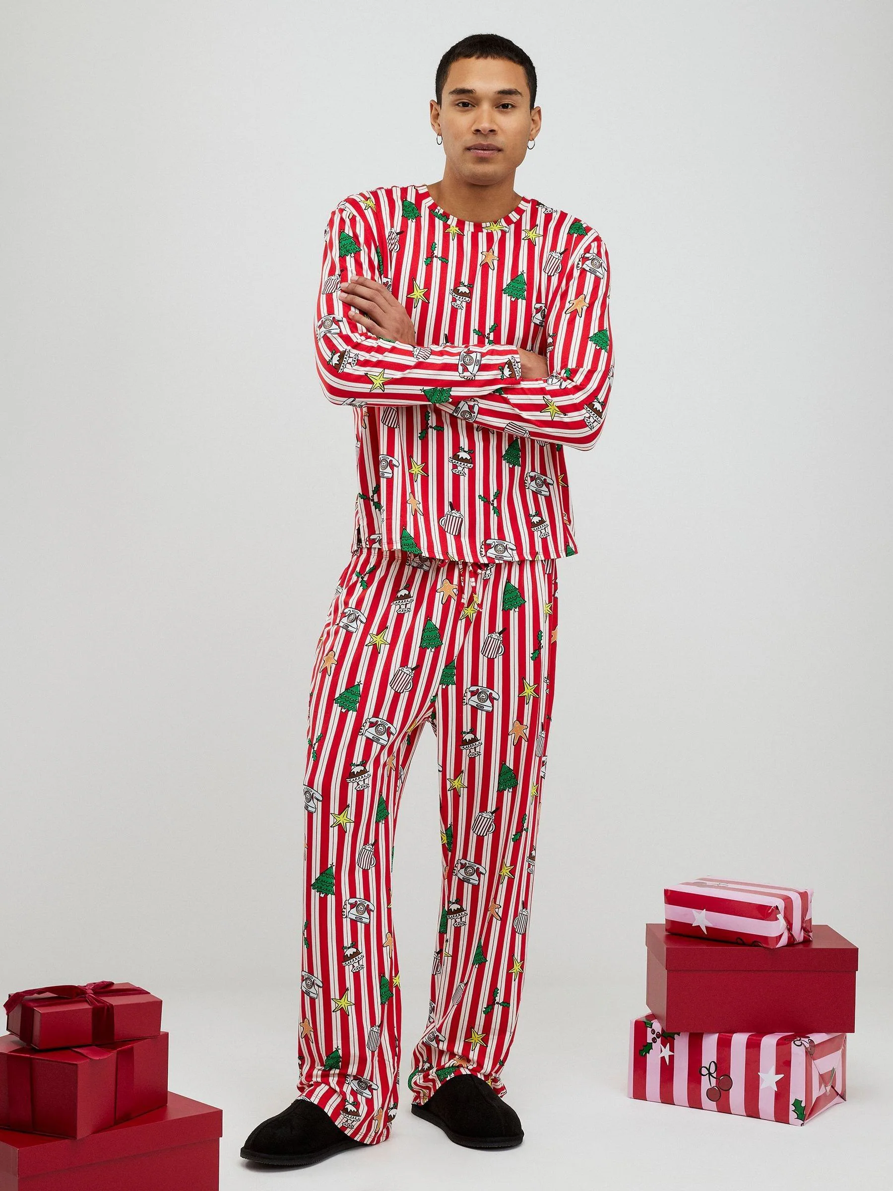 River Island Nephthys Doodle Christmas Pyjamas Set