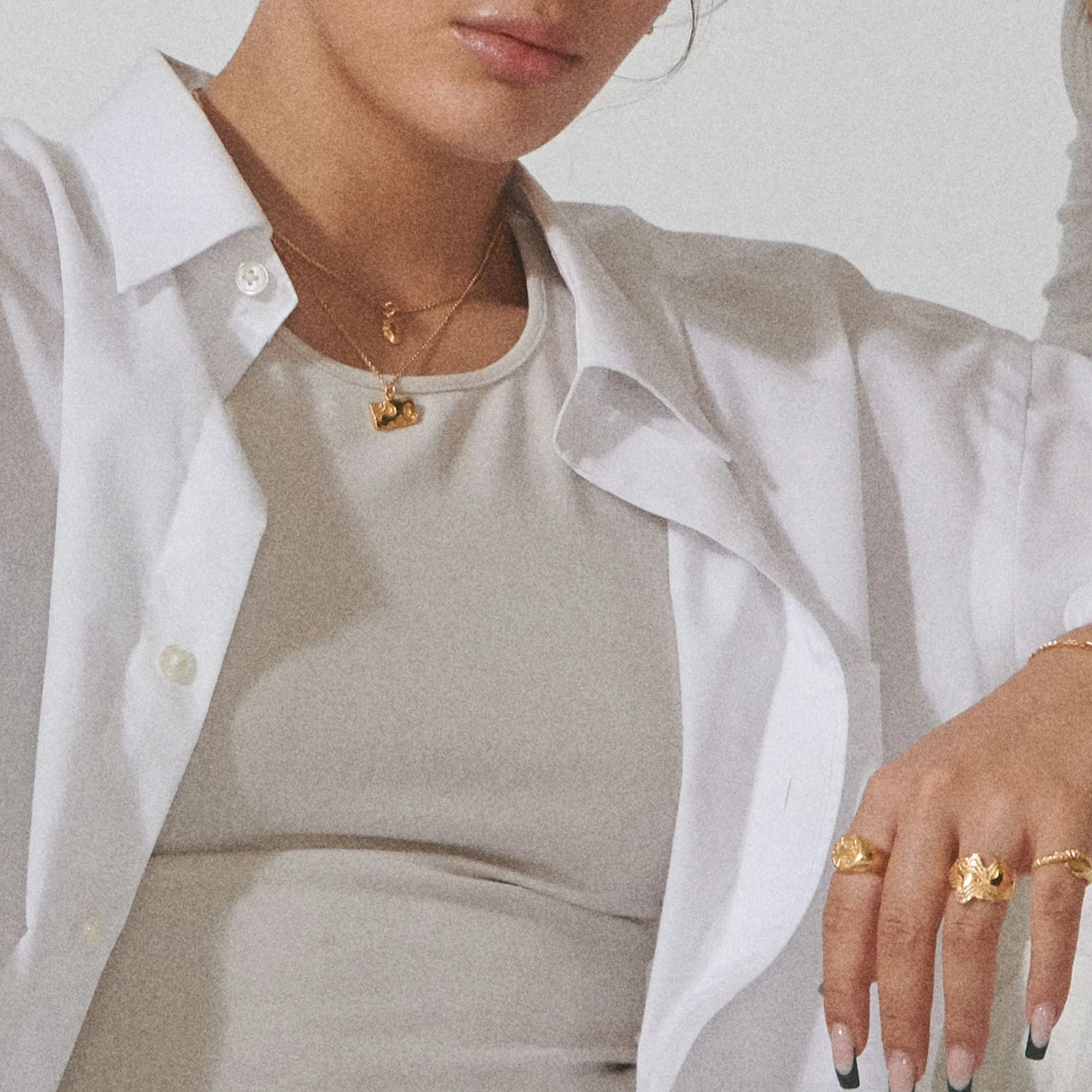 Camille Brinch  Mini Nugget Layers halskæde - forgyldt