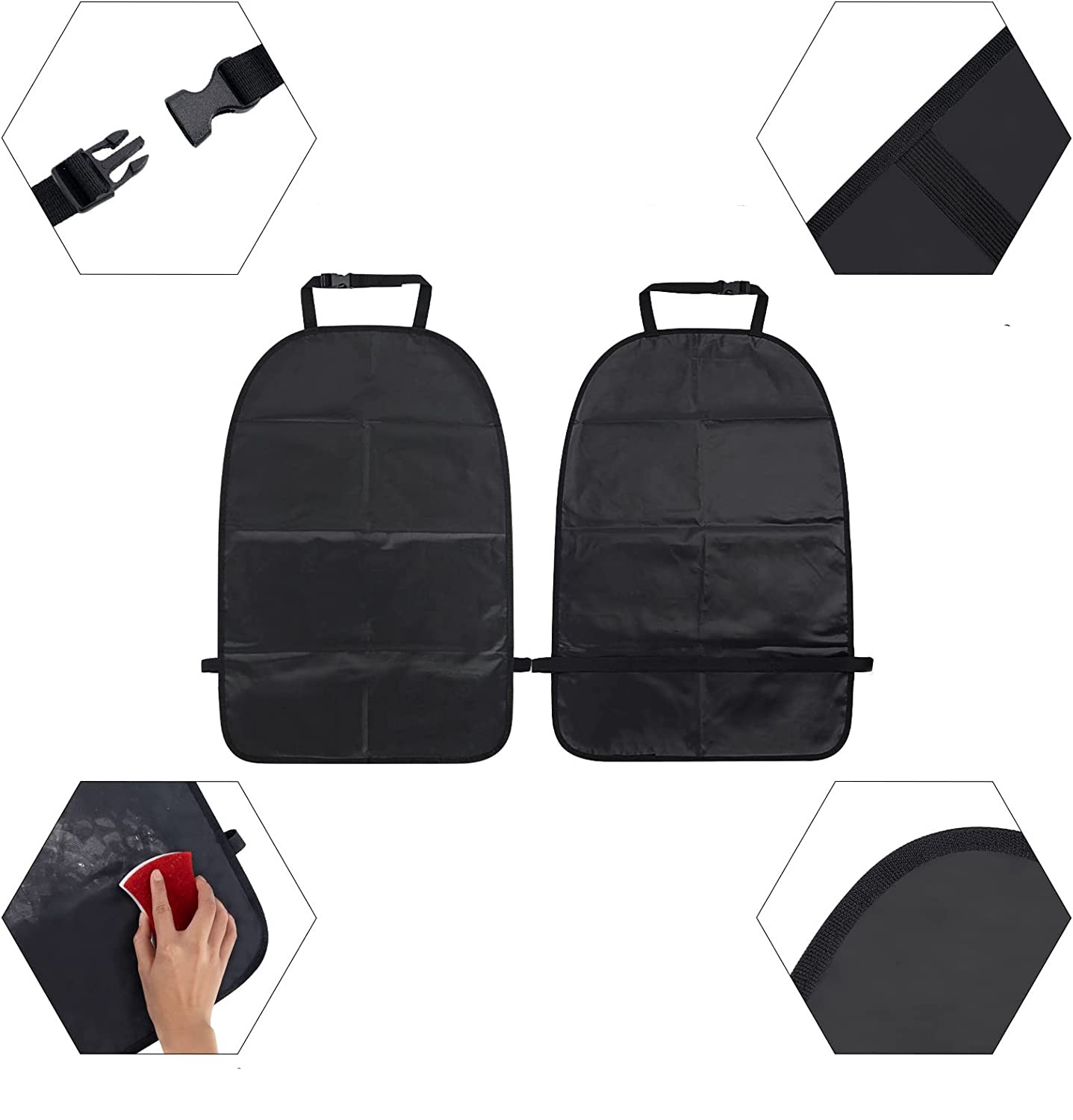 (66x44cm) Auto Rückenlehnenschutz Kinder Trittschutz Rücksitzschoner - Schwarz