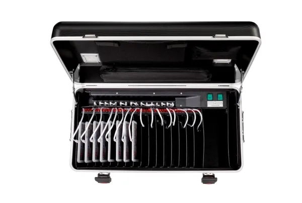 PARAT PARAPROJECT Case i16 - Vogn med hjul (synkronisering og opladning) - for 16 tablets - låsbar - aluminium, ABS plastic - sort - output: 5 V