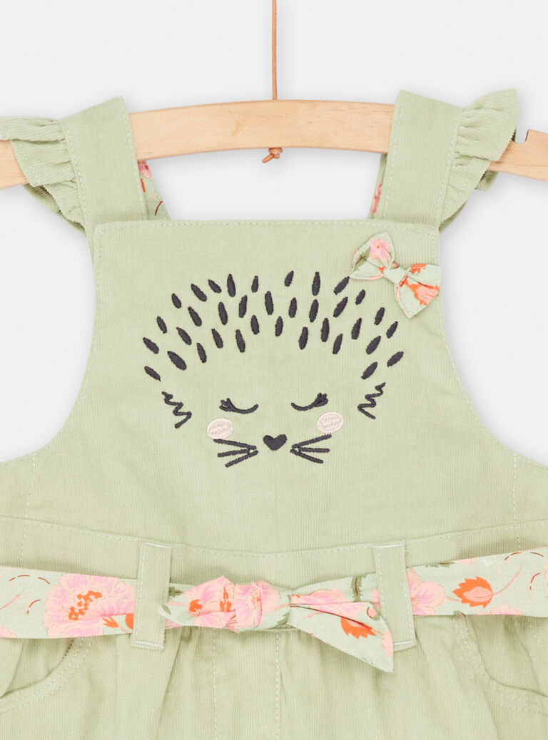 Combinaison courte verte bébé fille