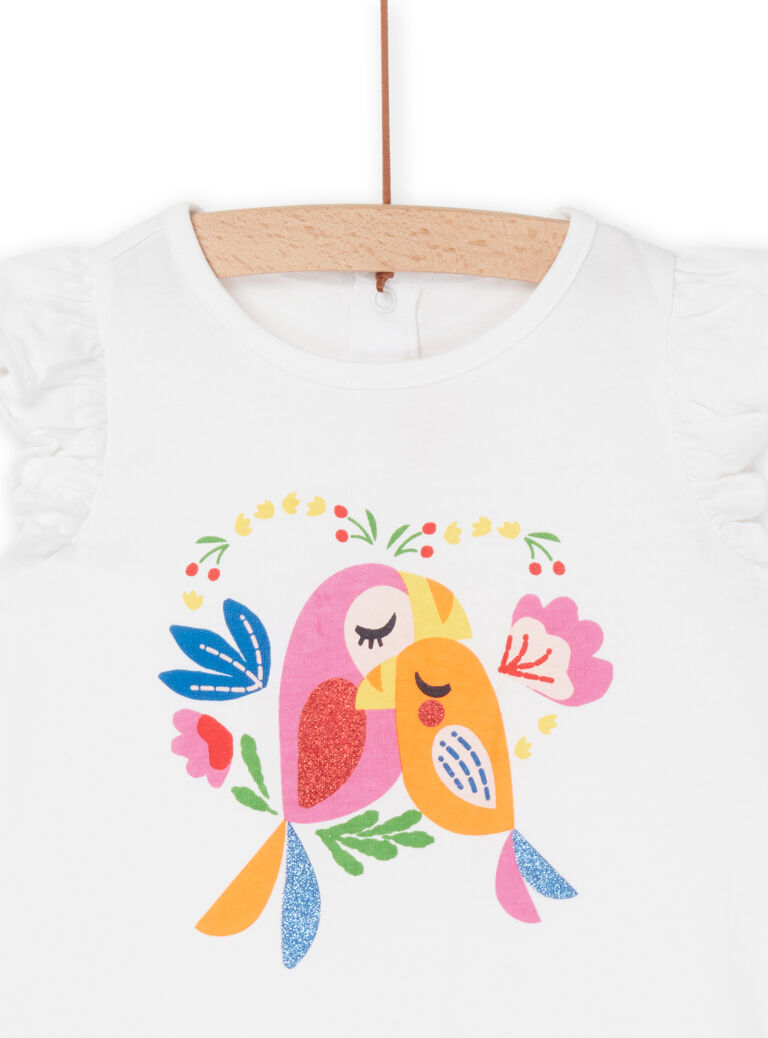 T-shirt blanc à motif oiseaux