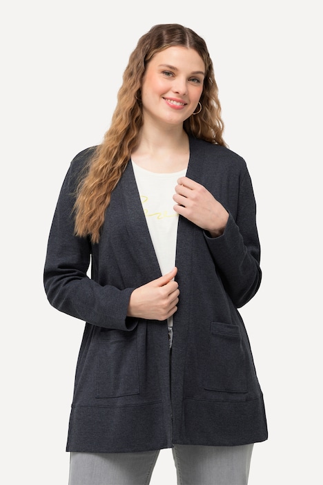 Sweatjacke, Waffelstruktur, offene Form, Langarm