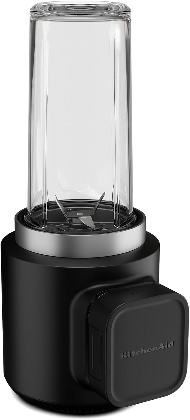 KitchenAid Kabelloser Personal Blender - Go Cordless - 473 ml BPA-freier Becher - Pulse-Taste - Edelstahlklingen - Mit Akku - Schwarz