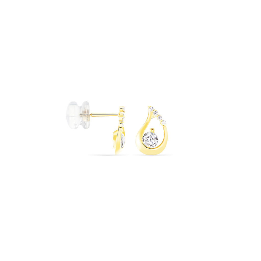 Boucles D'oreilles Puces Helie Goutte Or Jaune Oxyde De Zirconium