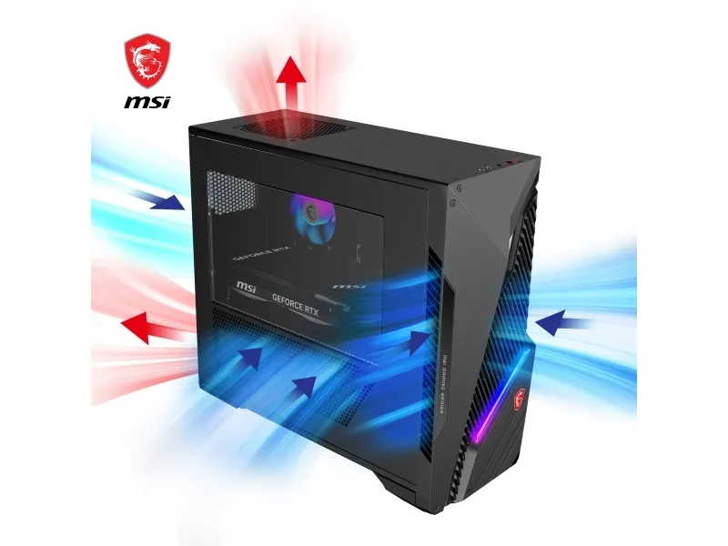 MSI - Tower gaming - i5-14400F / op til 4.7 GHz - Windows 11 Home - RAM 16 GB - SSD 1 TB - NVMe - Gigabit Ethernet - skærm: ingen - sort