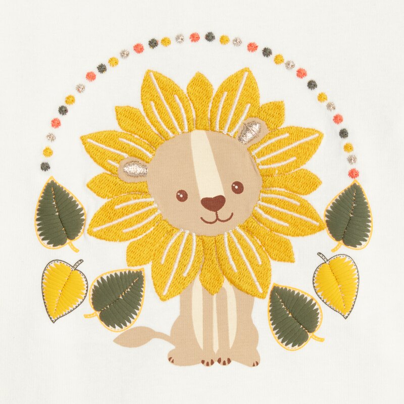 T-shirt lion brodé blanc bébé fille Blanc