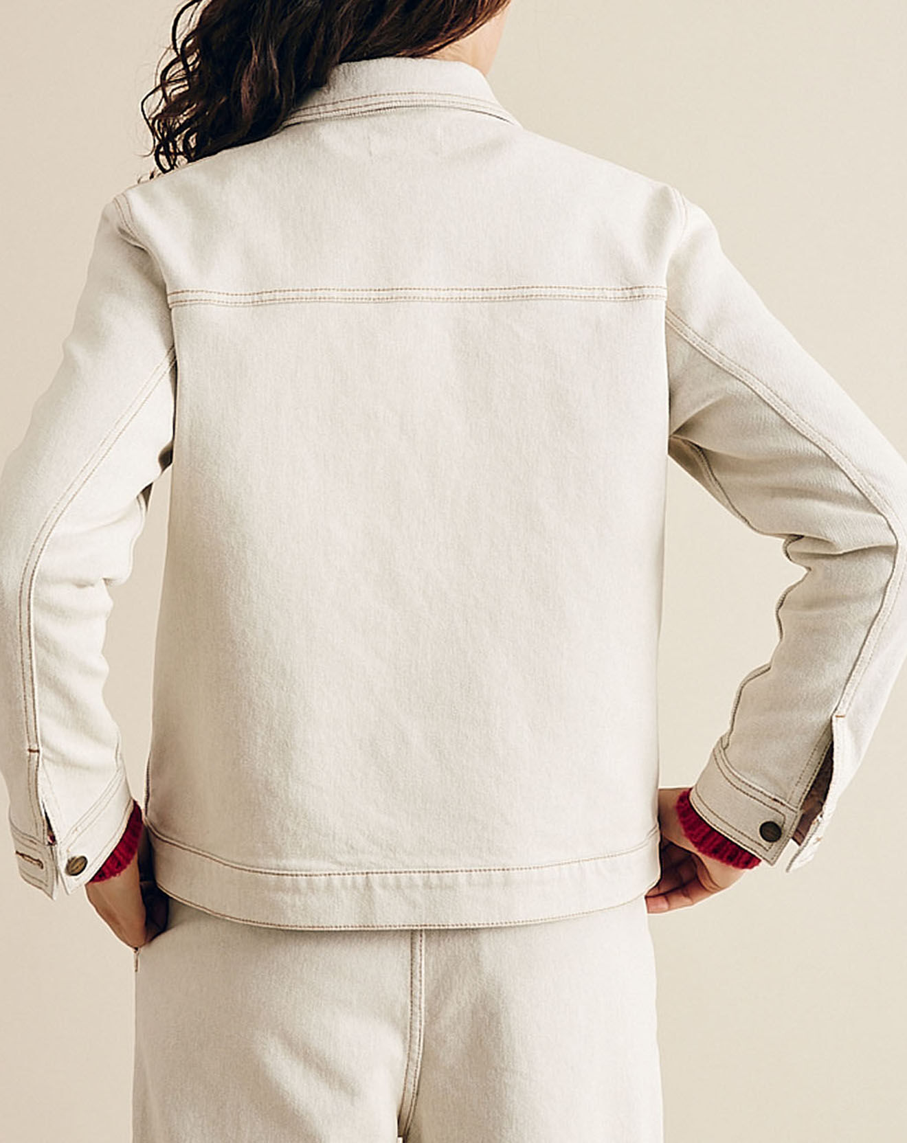 Chloé Stora Veste en jean Up écrue