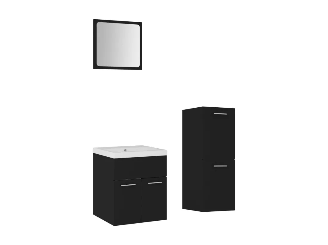 Ensemble de meubles de salle de bain Noir Aggloméré