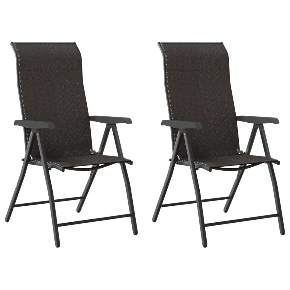 vidaXL - Tuinstoelen - Inklapbaar - Zwarte koffiekleur - Poly rattan - 2 stuks