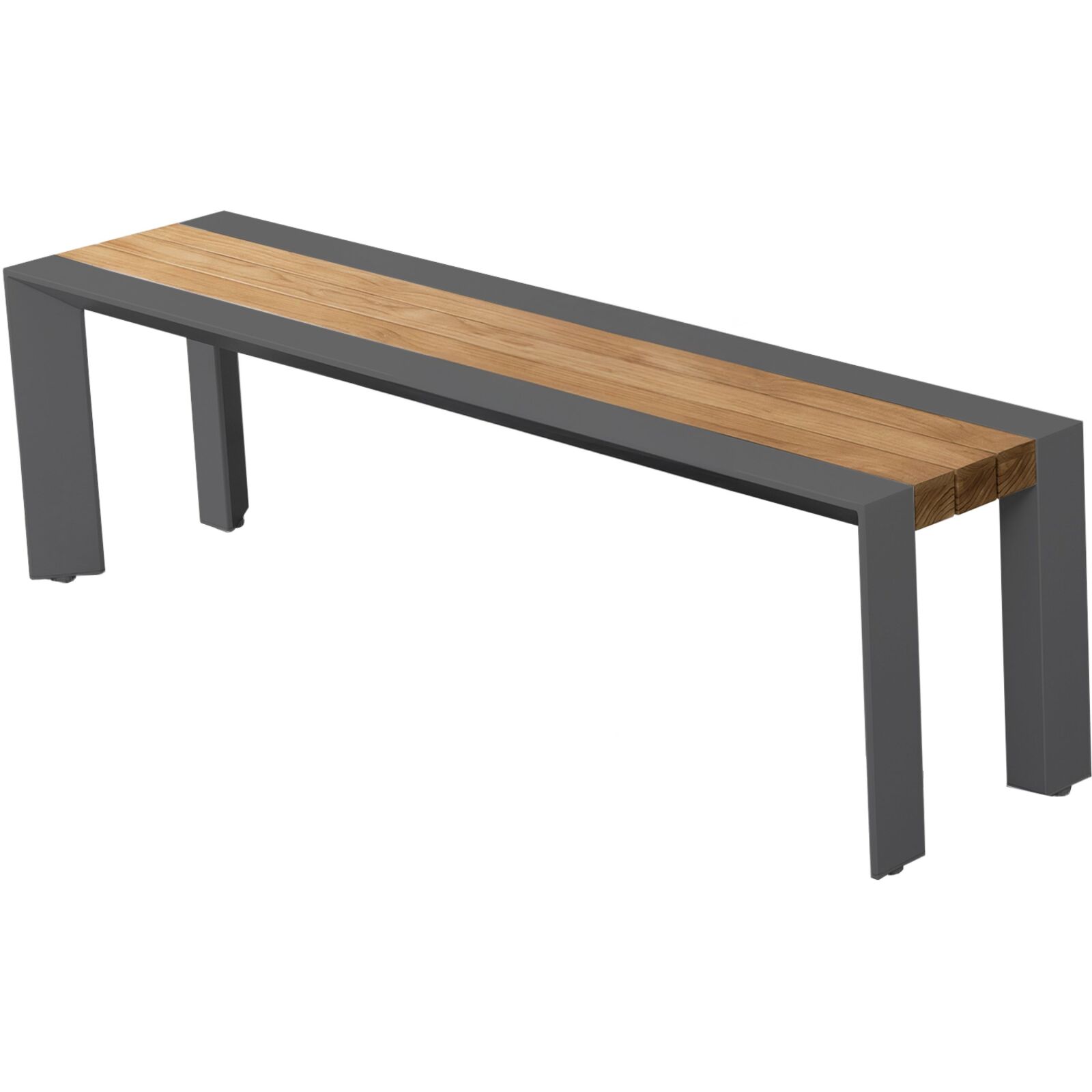 3-Sitzer Bank SILEA - anthrazit - Holz-Optik