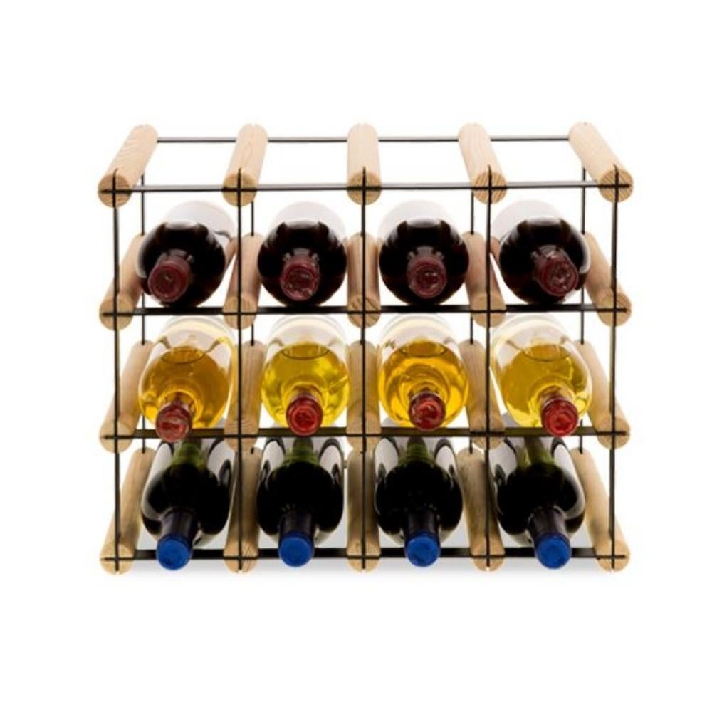 PROREGAL Modulair Wijnrek Vinotega Mod Metaal HxBxD 32,5 x 42,5 x 24,5 cm 4 x 3 Flessen Massief grenenhout Natuurlijk