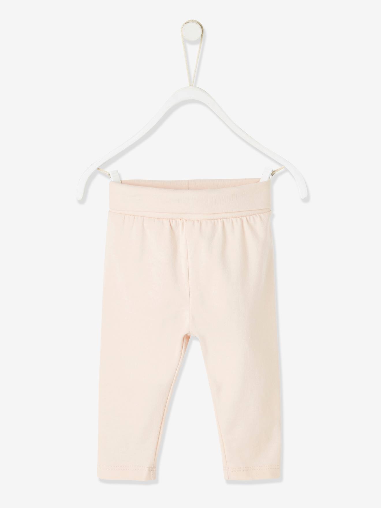 Conjunto de 3 peças com laço, vestido estampado e leggings para recém-nascida, estampa rosa médio.