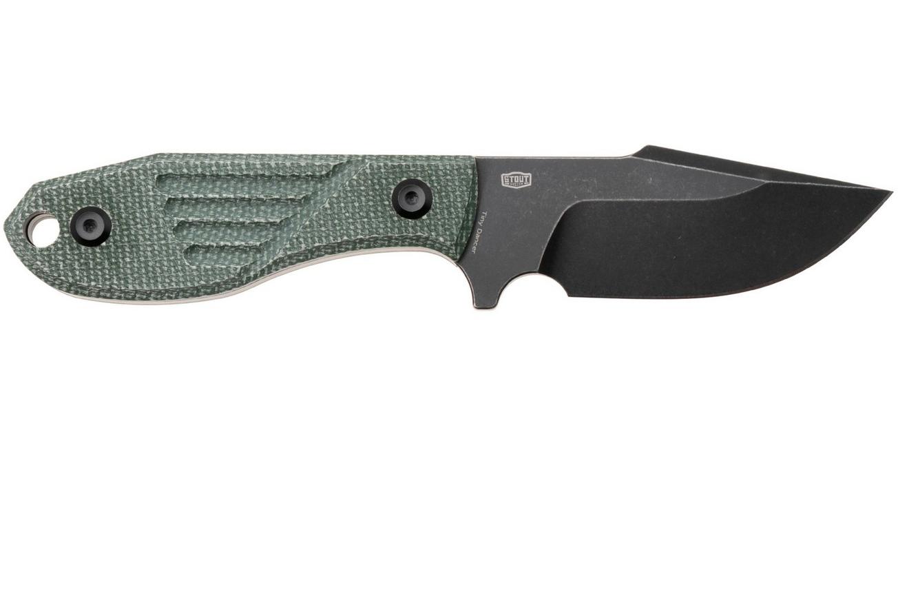 Tenable Knives Tiny Dancer G014A6 Blackwashed D2, Green Micarta, vaststaand mes, Jonathan Styles design