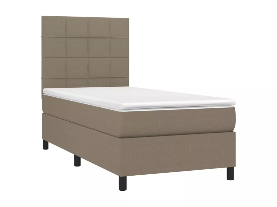 Sommier tapissier avec matelas et LED Taupe 90x190 cm Tissu