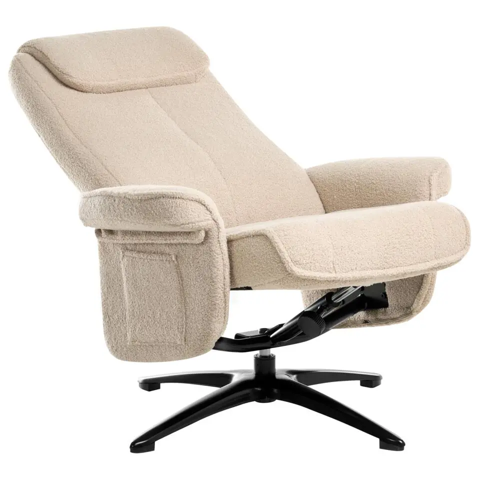 GERAS - Relaxfauteuil met voetenbank - Beige - Bouclé