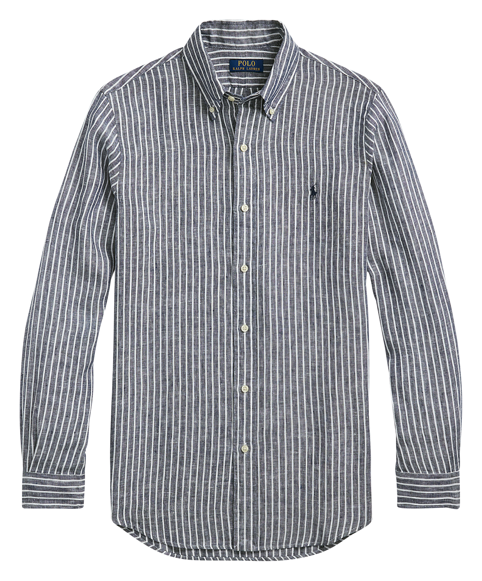 Chemise regular rayée en lin | Bleu