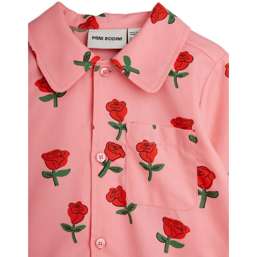 Køb Mini Rodini Pink Roses AOP Woven Skjorte