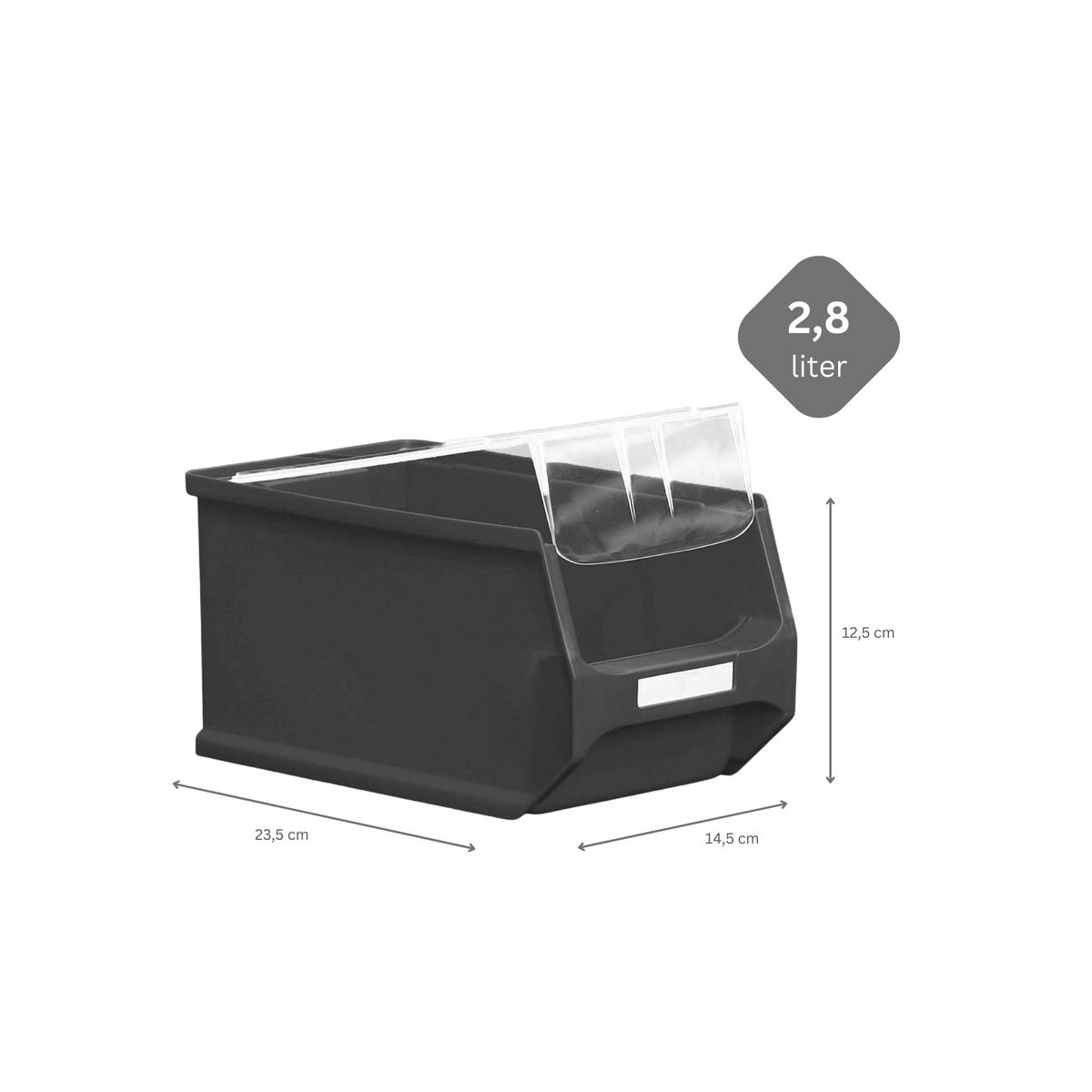 PROREGAL Value Pack 10 x Grijze Opbergdoos 3.0 Met Deksel HxBxD 12,5 x 14,5 x 23,5 cm 2,8 Liter Opbergdoos