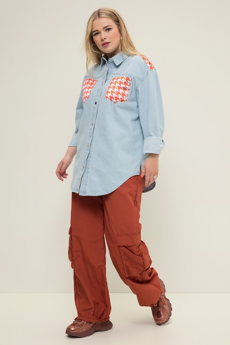Cargohose, weites Bein, Cargotaschen, Saum-Bindeband