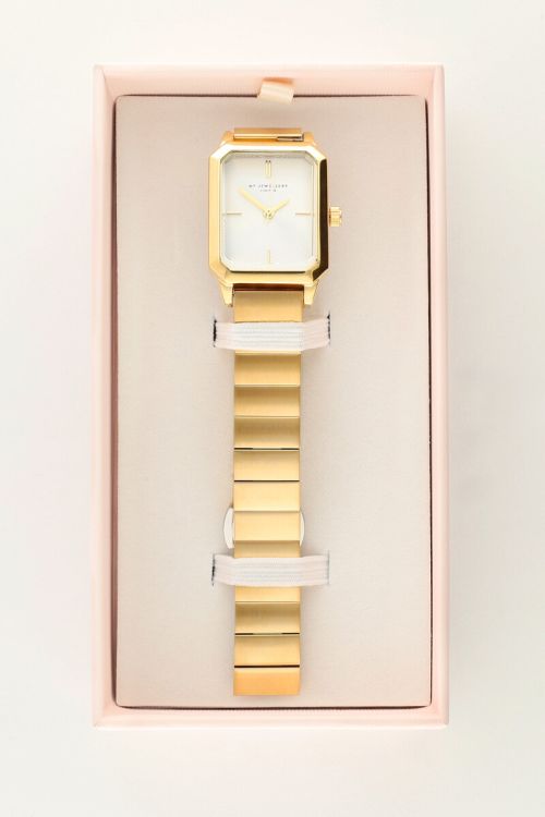 Vierkant horloge met brede horizontale schakels