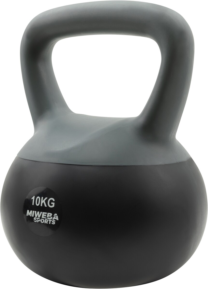 Miweba Sports Soft-Kettlebell KB100, 4-10 kg, PVC-Kugelhantel, Eisengranulat, rosa/türkis/grau (Grau, 10,0 kg)