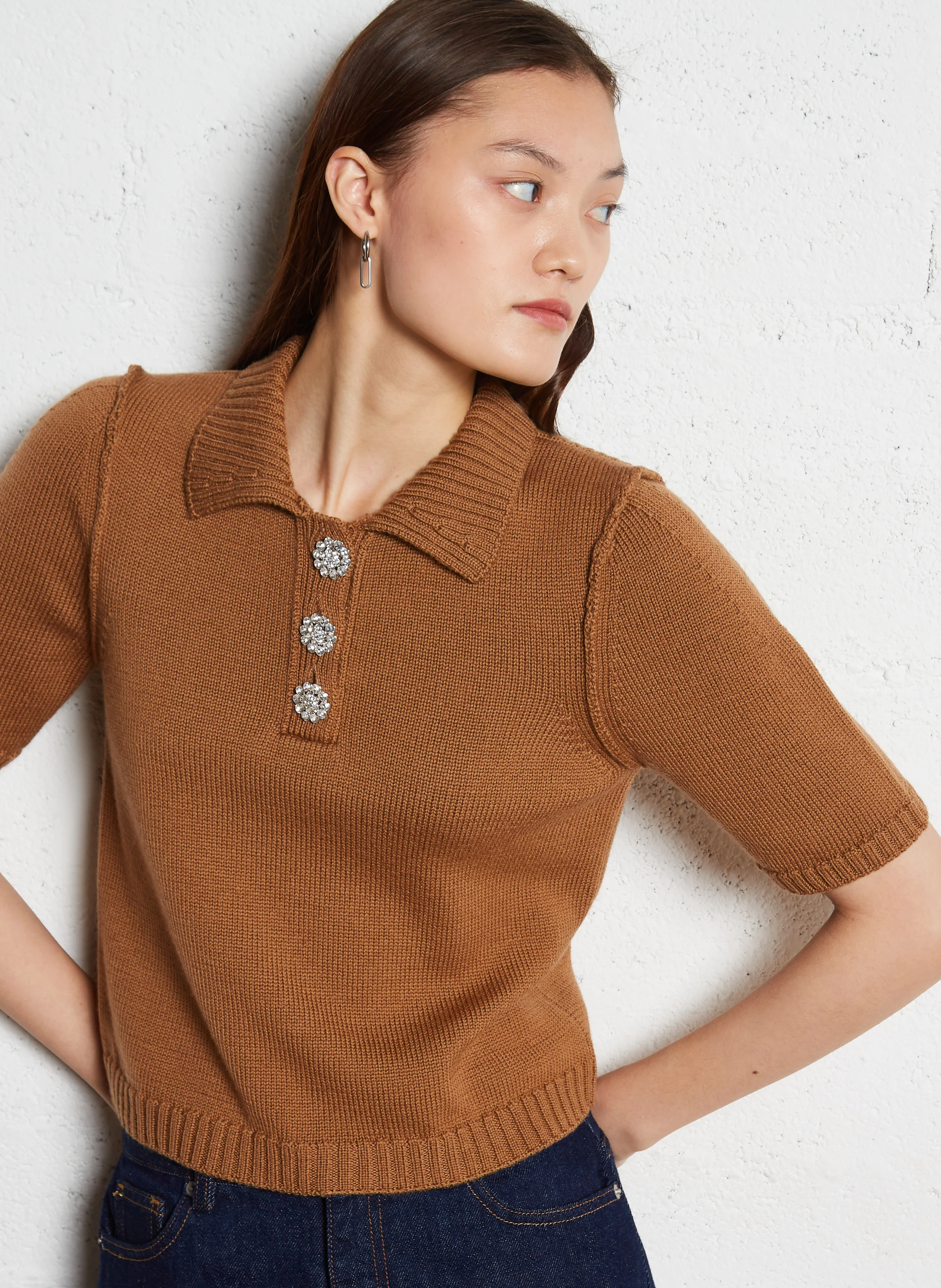 TYLAK - Polo court en laine | Marron