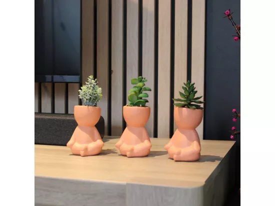 Plante artificielle pot en terracotta bonhomme (lot de 3)