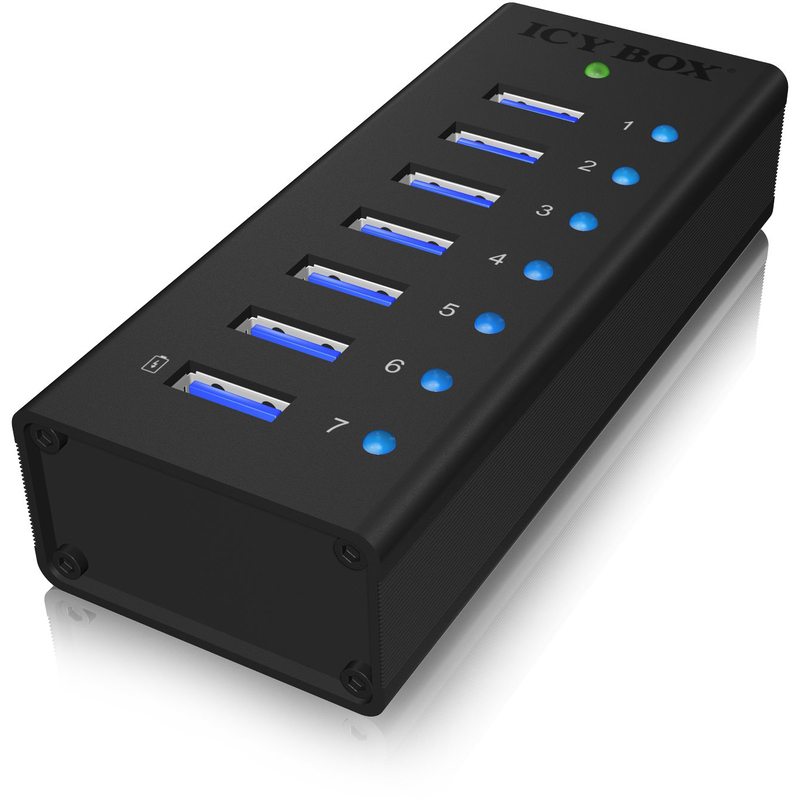 Icy Box USB Hub IB-AC618, 7x USB-A, 7 Port