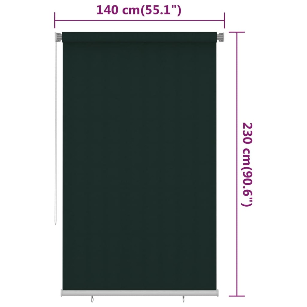 Store roulant d'extérieur 140x230 cm vert foncé pehd