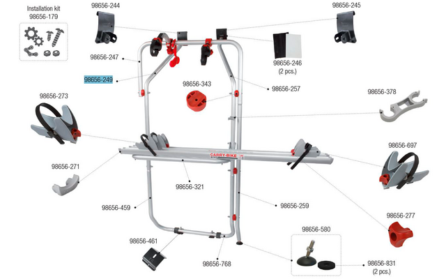 Fiamma Tragestruktur oben links passend für Carry Bike VW T5 D - Fiamma Ersatzteilnummer 98656-249