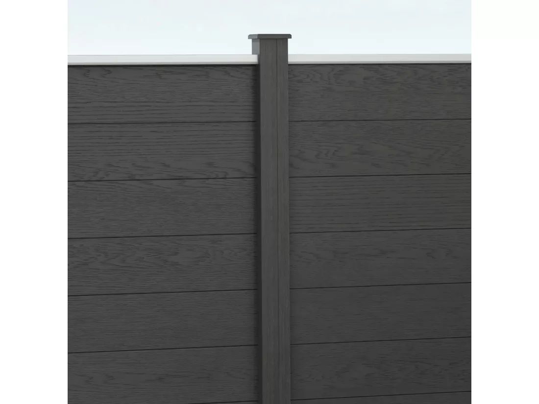 Clôture de jardin brise vue occultant modulable WPC bois composite alu gris