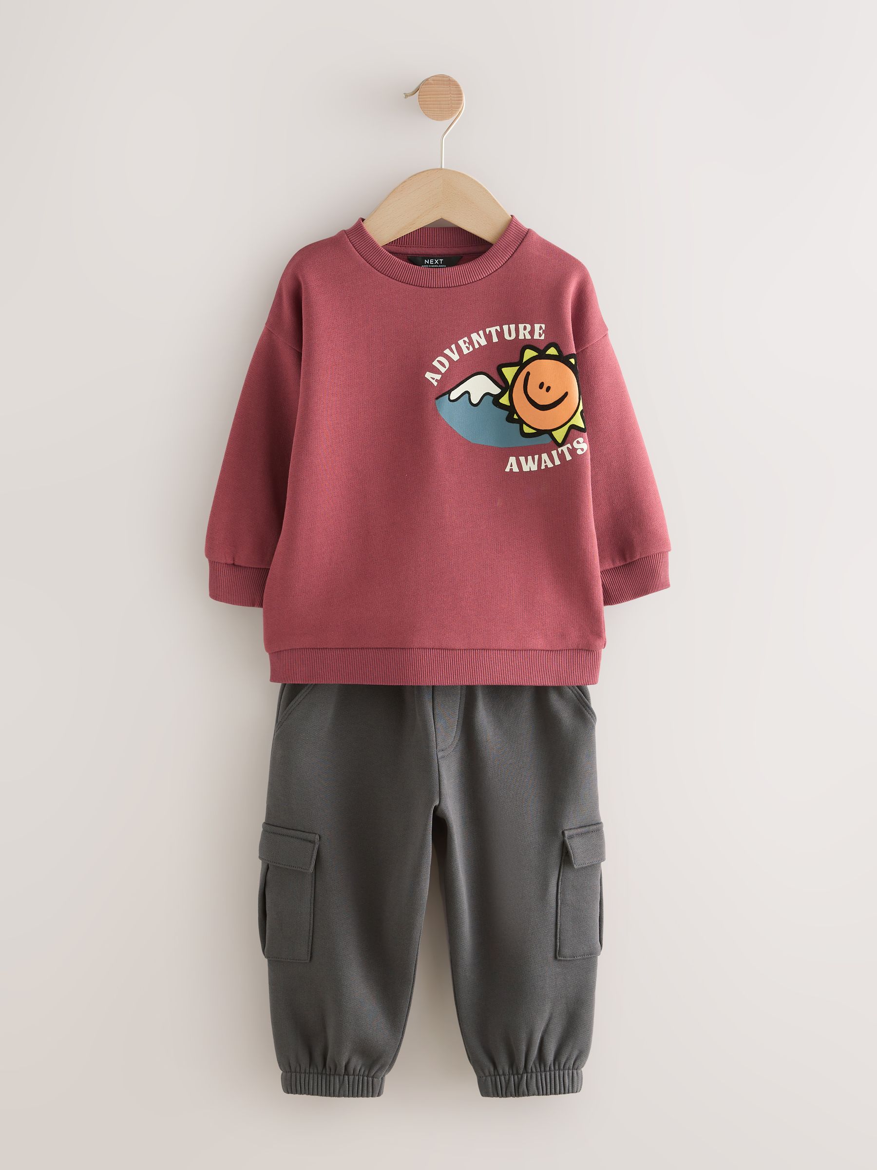 Bordeauxrood - Set met sweatshirt en utility-joggingbroek (3mnd -7jr)