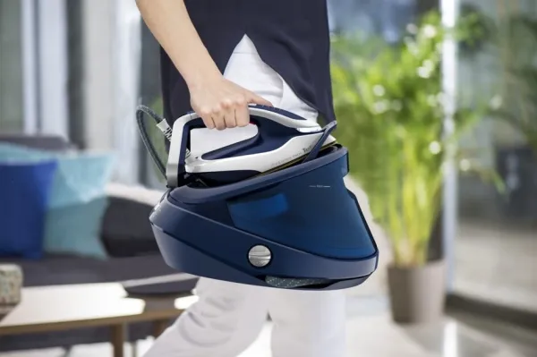 Tefal Pro Express Vision GV9812E0 - Dampstrygejern med automatisk afbrydelse - såleplade: Durilium AirGlide Autoclean - 3000 W - kjoleblå/hvid
