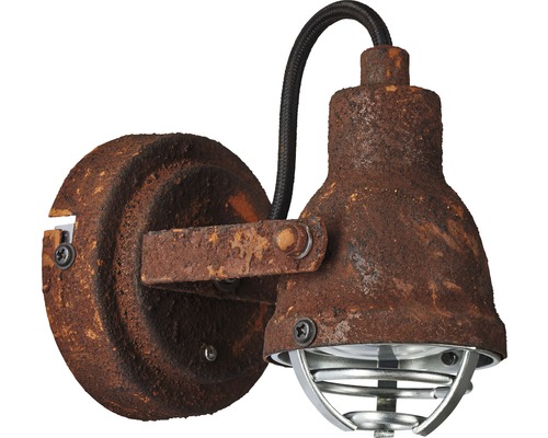 Wandspot, 1-lichts, H 13,5 cm, roestkleurig/zwart