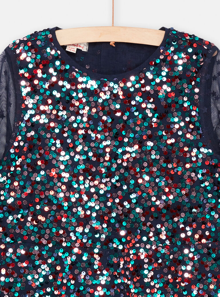 Robe marine à sequins pour fille