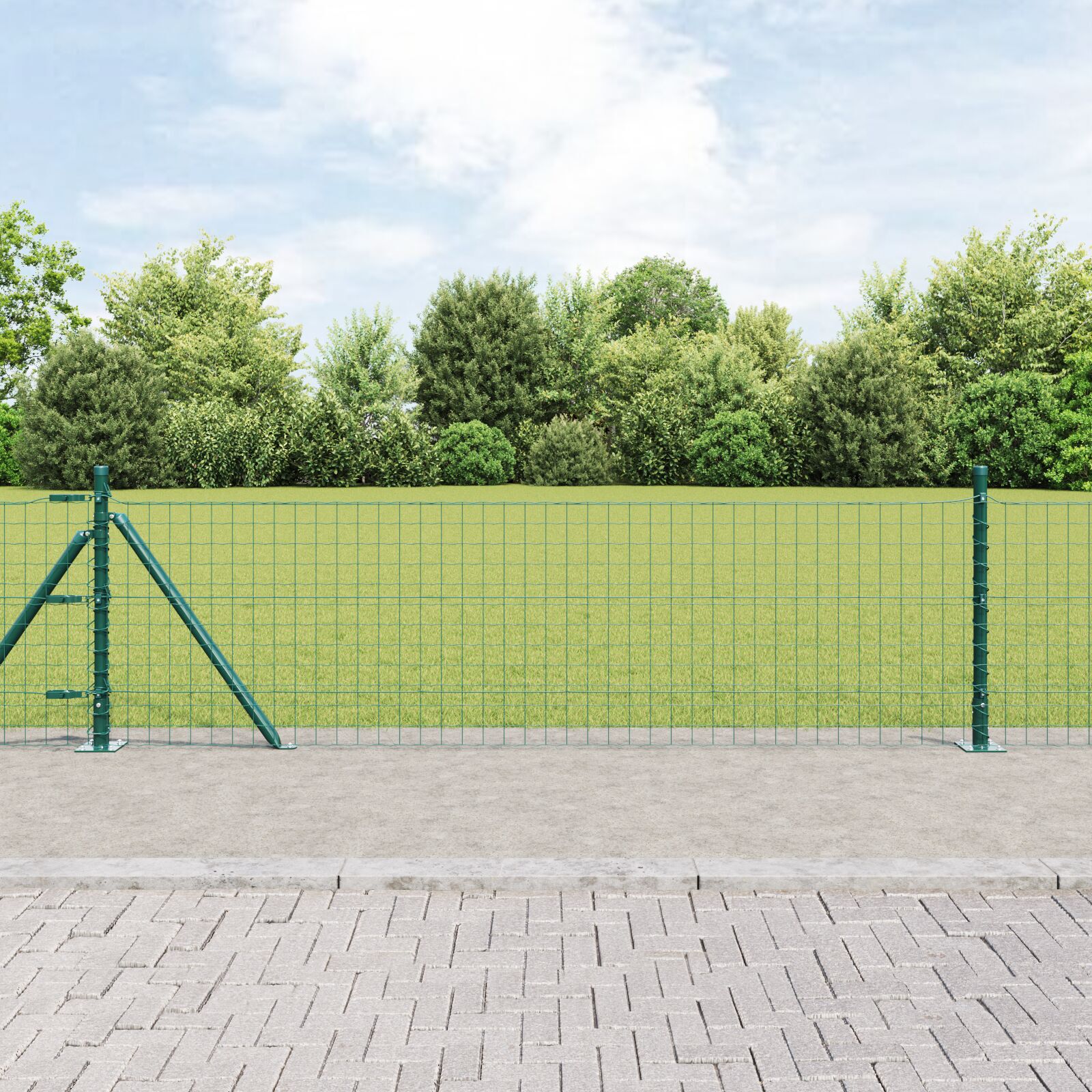 vidaXL Schuttingpalen 13 st Groen Ø32mm 50 cm