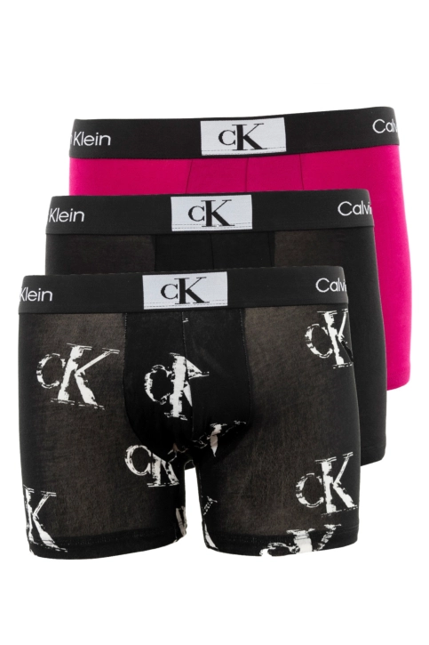 Calecons et slips calvin klein jeans trunk 3pk mrs blk/ck distressed print_blk/jewel