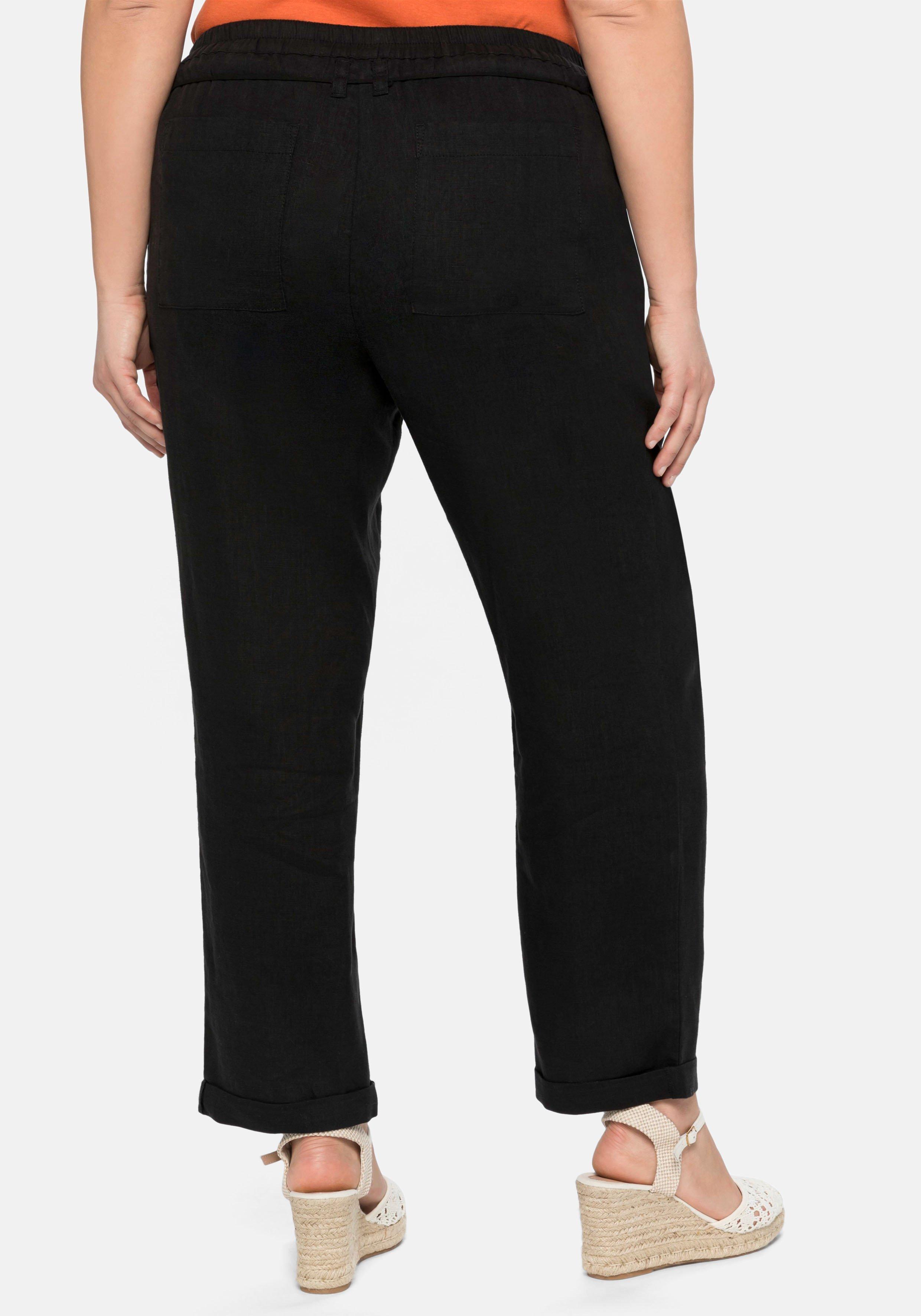 Schlupfhose im Leinen-Mix.
