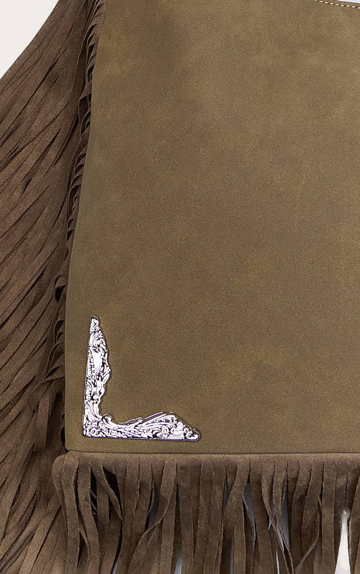 Kaki Sac Cabas À Franges Western En Synthétique