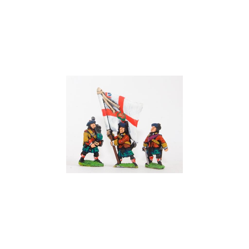 Seven Years War British: Command: Scots Officer, Standard Bearer & Piper